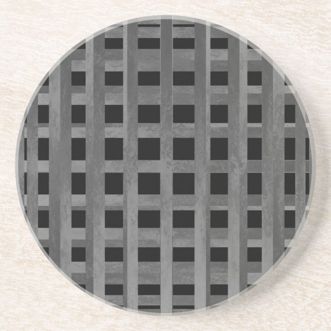 Shades of Grey Plaid Pattern Coaster (Front)