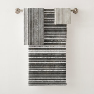 Shades of Grey Striped Pattern Bath Towel Set