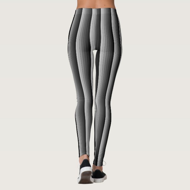 Shades of Grey Stripes Pattern Elegant Leggings (Back)