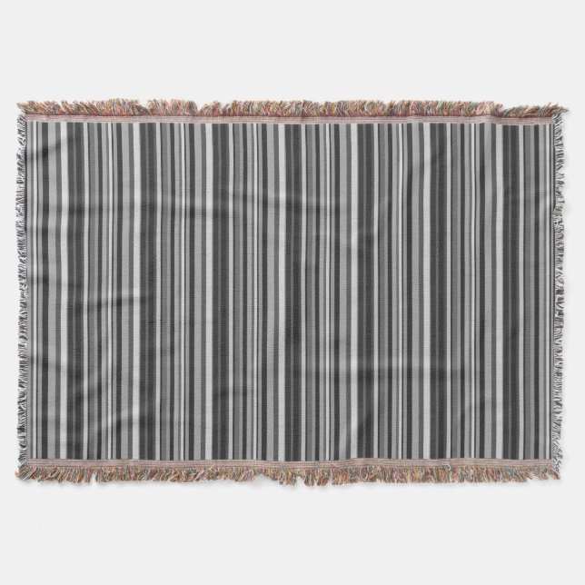 Shades of Grey Stripes Throw Blanket (Front)