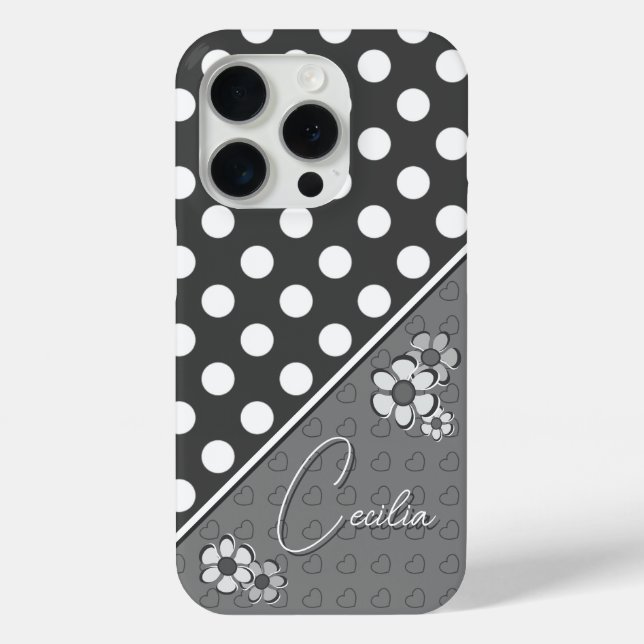 Shades Of Grey Template For Your Name Polka Dots Case-Mate iPhone Case (Back)