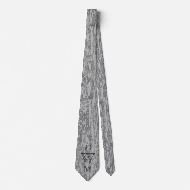 Shades of Grey Woodgrain Pattern Tie (Front)