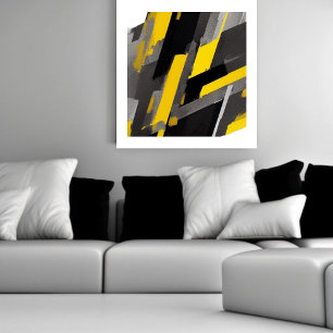 Shades of Grey & Yellow Abstract Canvas Print