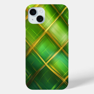 SHADES OF IRISH GREEN & GOLD DIAGNONAL TILES iPhone 15 MINI CASE