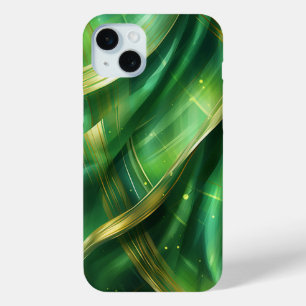 SHADES OF IRISH GREEN & GOLD SWIRL LOOK  iPhone 15 MINI CASE