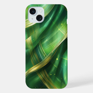SHADES OF IRISH GREEN & GOLD SWIRL LOOK iPhone 15 PLUS CASE