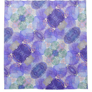 Shades of Lavender and Green Abstract Flowers  Shower Curtain