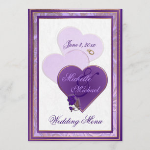 Shades of Lavender and Purple Lace Wedding Menu