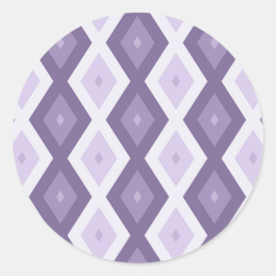 Shades of lavender diamond pattern classic round sticker