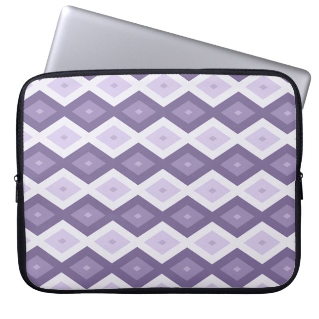 Shades of lavender diamond pattern laptop sleeve (Front)