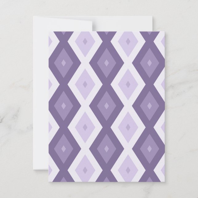 Shades of lavender diamond pattern RSVP card (Front)