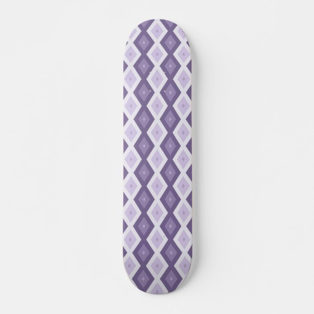 Shades of lavender diamond pattern skateboard (Front)