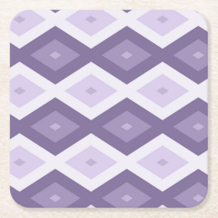 Shades of lavender diamond pattern square paper coaster