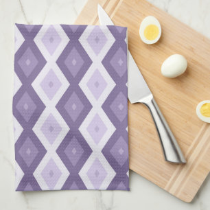 Shades of lavender diamond pattern tea towel