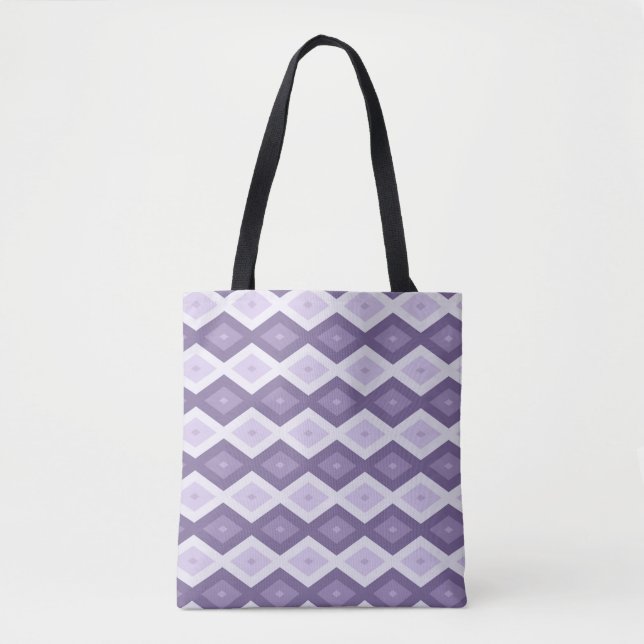 Shades of lavender diamond pattern tote bag (Front)