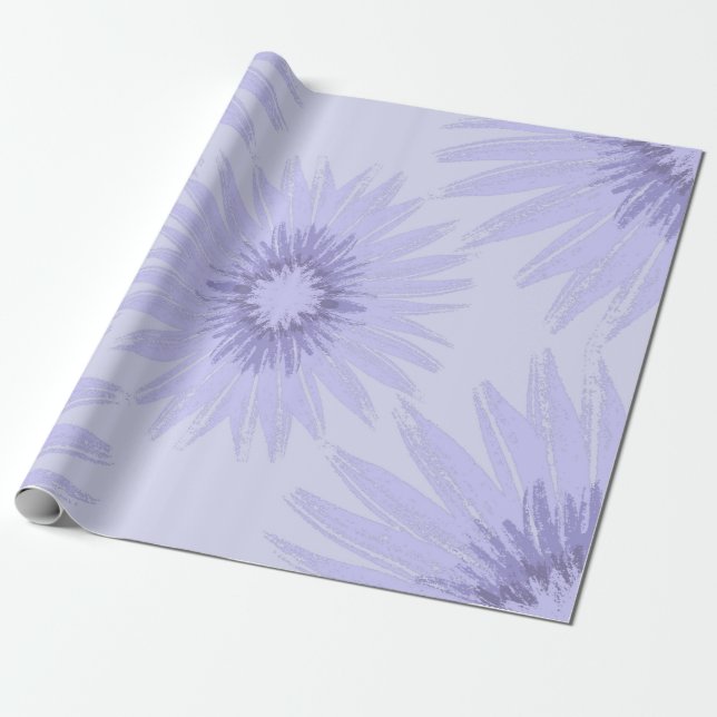 Shades of Lavender Sunflowers Wrapping Paper (Unrolled)