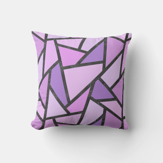 Shades of lilac stained glass pattern cushion (Front)