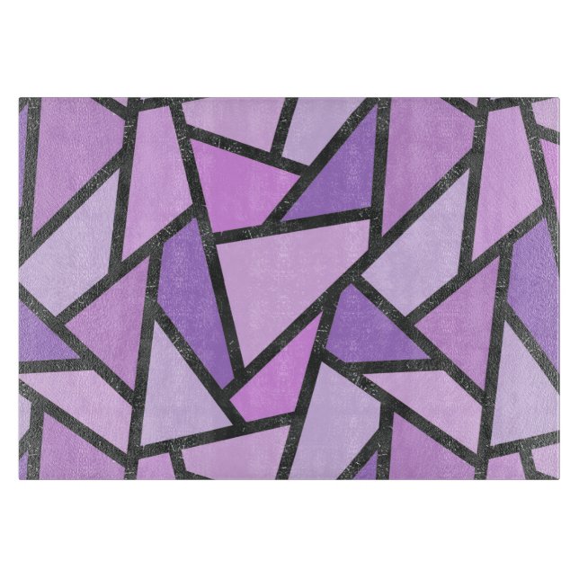 Shades of lilac stained glass pattern cutting board (Front)