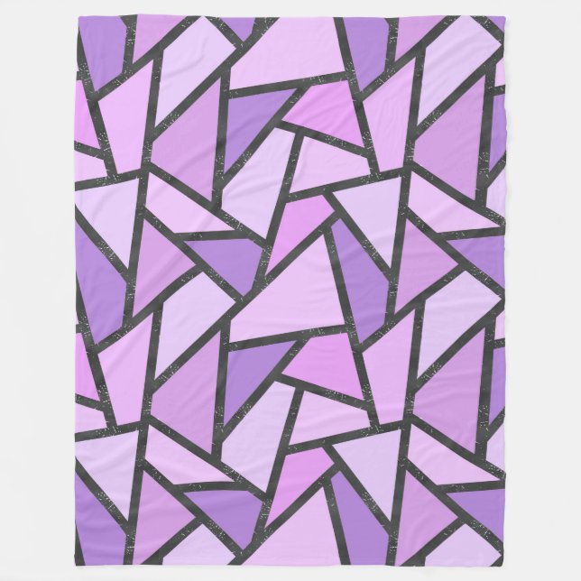 Shades of lilac stained glass pattern fleece blanket (Front)