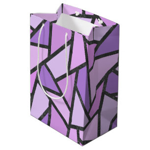 Shades of lilac stained glass pattern medium gift bag