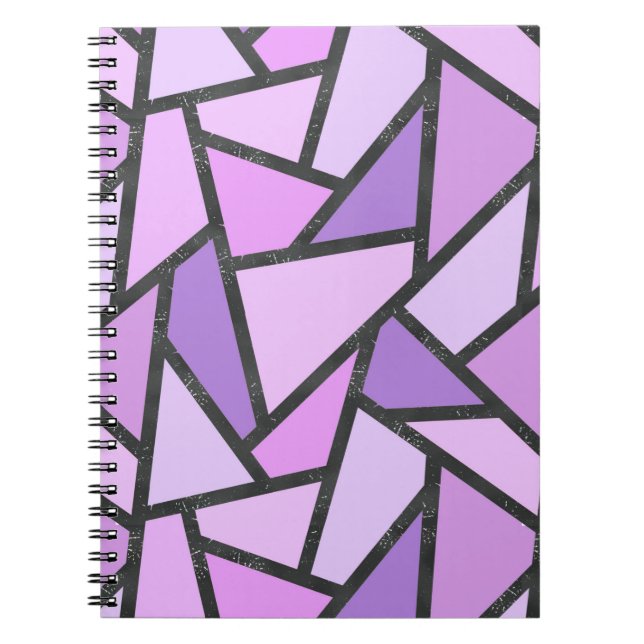 Shades of lilac stained glass pattern notebook (Front)