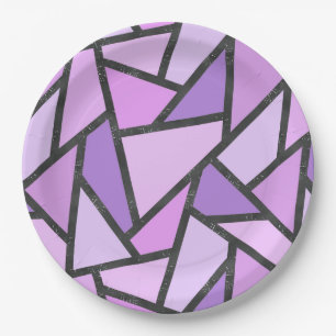 Shades of lilac stained glass pattern paper plate