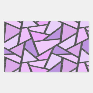 Shades of lilac stained glass pattern rectangular sticker