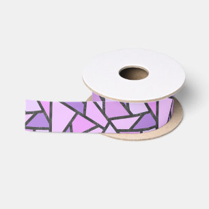 Shades of lilac stained glass pattern satin ribbon