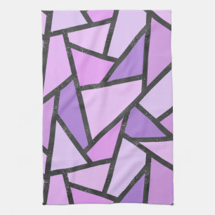 Shades of lilac stained glass pattern tea towel