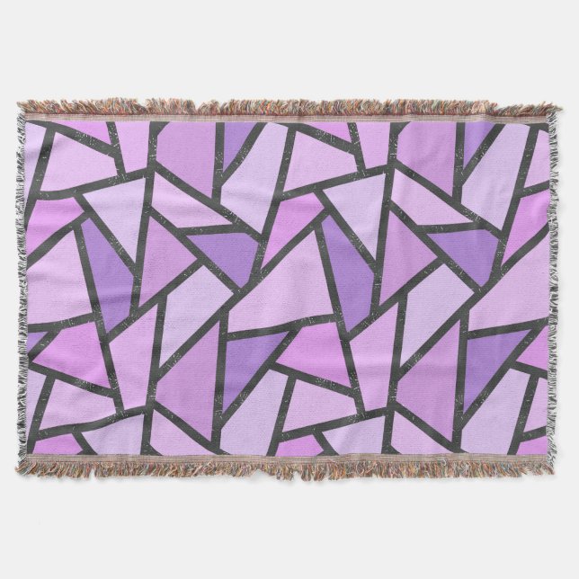 Shades of lilac stained glass pattern throw blanket (Front)