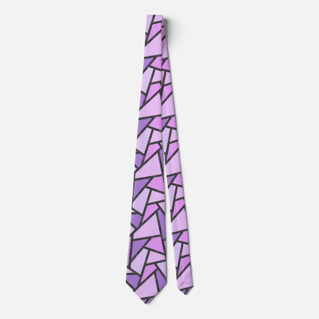 Shades of lilac stained glass pattern tie (Front)