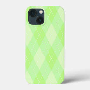 SHADES OF LIME GREEN ARGYLE DIAMOND PATTERNS iPhone 13 MINI CASE