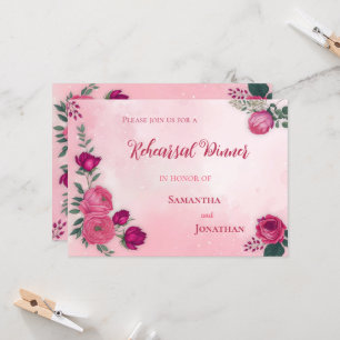 Shades of Magenta Pink Rose Modern Dinner Invitation