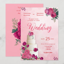 Shades of Magenta Pink Rose Modern Wedding  