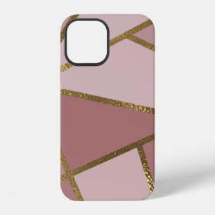 Shades of Mauve Pink & Gold Bronze Geometric Glam iPhone 12 Case
