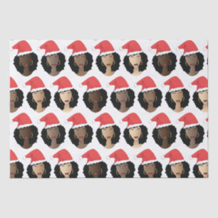 Shades of Melanin Black Women Christmas Santa Hats Tissue Paper