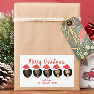 Shades of Melanin, Black Women, Merry Christmas Rectangular Sticker