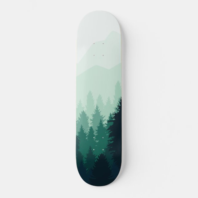 Shades of Nature Mountain Forest Fog Skateboard (Front)