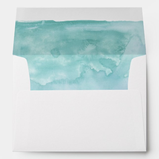 Shades of Ocean Blue Watercolor Inside Lined Envelope (Back (Bottom))