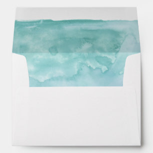 Shades of Ocean Blue Watercolor Inside Lined Envelope