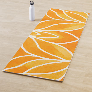 Shades of orange and bold white lines yoga mat