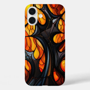 SHADES OF ORANGE & BLACK SPOOKY HALLOWEEN TREE iPhone 16 PLUS CASE