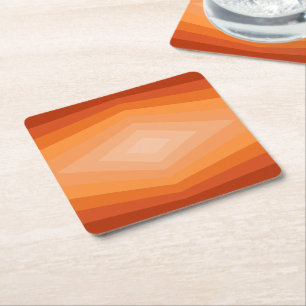 Shades Of Orange Geometric Abstract Art Square Paper Coaster