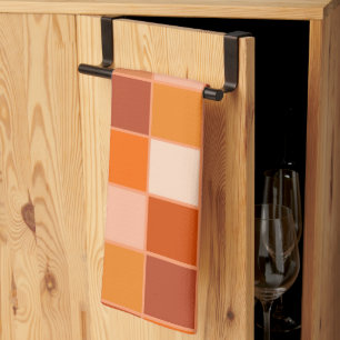 Shades of Orange Squares Kitchen Towel