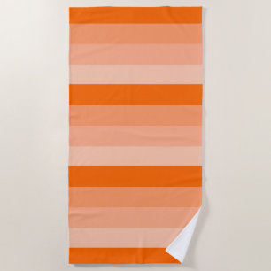 Shades of Orange Stripes Beach Towel