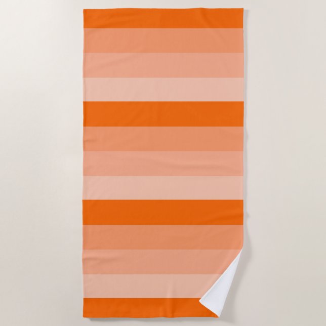 Shades of Orange Stripes Beach Towel (Front)