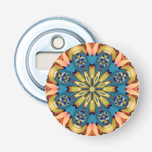 Shades of Orange Yellow Blue 3D Kaleidoscope~ Bottle Opener