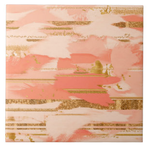 Shades of peach and gold strokes tile