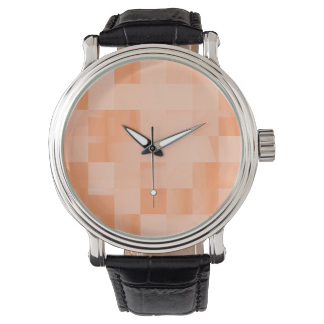 Shades of Peach Colour, Geometric Modern Art Watch (Front)