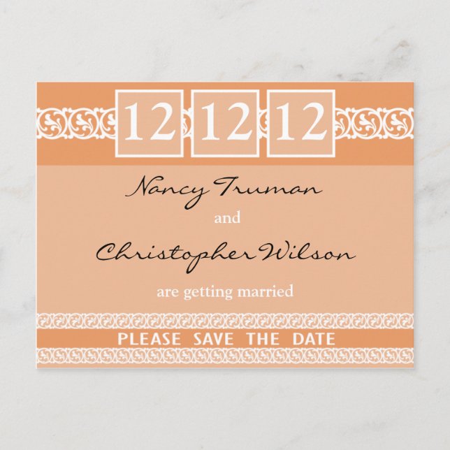 Shades Of Peach Save The Date Postcards (Front)